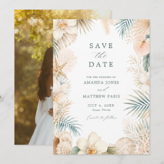 Save The Date Photo de mariage élégant sur la plage côtière 