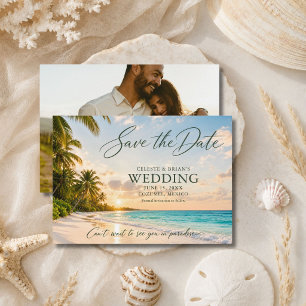 Save The Date Photo de mariage élégant sur une plage de destinat