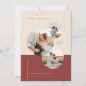 Save The Date Photo de mariage en ligne moderne beige et burgund (Devant)