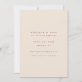 Save The Date Photo de mariage en ligne moderne beige et burgund (Dos)