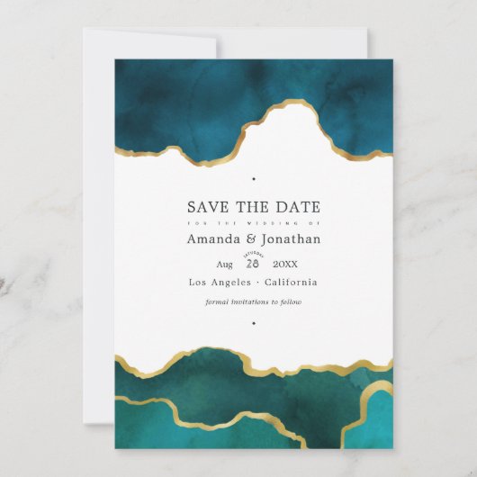 Save The Date Photo de mariage en pierre d'agate de teinte sarce (Devant)