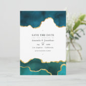 Save The Date Photo de mariage en pierre d'agate géode sarcelle  (Debout devant)