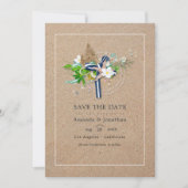 Save The Date Photo de mariage estival cool sur la plage (Devant)