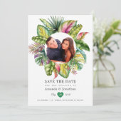 Save The Date Photo de mariage estival tropical aquarelle (Debout devant)