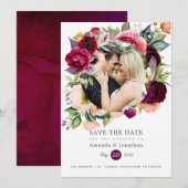 Save The Date Photo de mariage floral aquarelle Boho (Devant / Derrière)
