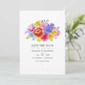 Save The Date Photo de mariage floral aquarelle Fiesta (Debout devant)