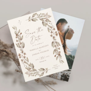 Save The Date Photo de mariage floral élégant Boho Wildflower