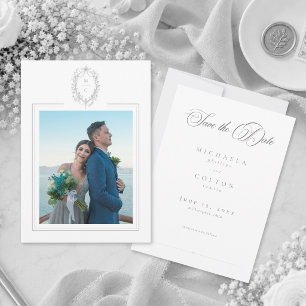 Save The Date Photo de mariage floral noir gris vintage classiqu