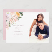 Save The Date Photo de mariage floral pastel (Devant / Derrière)