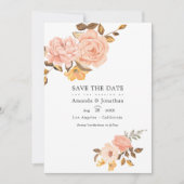 Save The Date Photo de mariage floral rose et or (Devant)