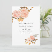 Save The Date Photo de mariage floral rose et or (Debout devant)