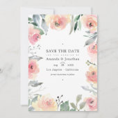 Save The Date Photo de mariage floral rose pastel (Devant)