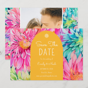 Save The Date Photo de mariage floral tropical moderne coloré