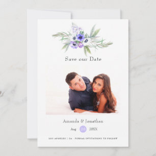 Save The Date Photo de mariage floral violet pastel