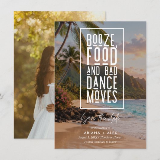 Save The Date Photo de mariage fun à Hawaii (Devant / Derrière)