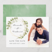 Save The Date Photo de mariage géométrique avec verdure à sauveg (Devant / Derrière)
