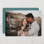Save The Date Photo de mariage géométrique et manuscrit (Devant / Derrière)