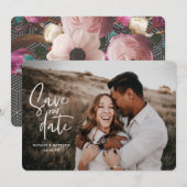 Save The Date Photo de mariage géométrique floral photographique (Devant / Derrière)