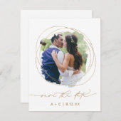 Save The Date Photo de mariage géométrique verdure aquarelle (Devant / Derrière)