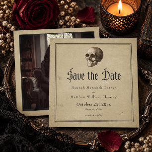 Save The Date Photo de mariage Halloween squelette gothique vint