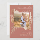 Save The Date Photo de Mariage Herbe de Pampa Bohémienne (Devant)