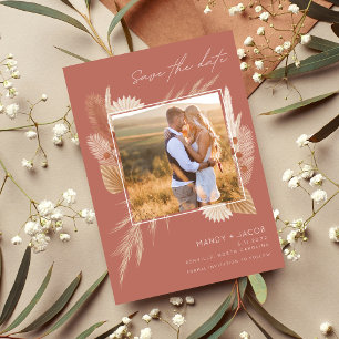 Save The Date Photo de Mariage Herbe de Pampa Bohémienne