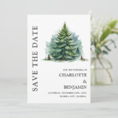 Save The Date Photo de mariage hivernal en forêt rustique (Debout devant)