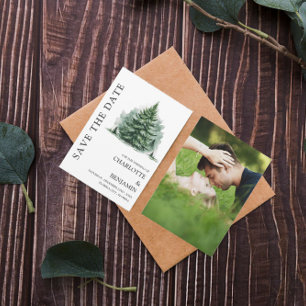 Save The Date Photo de mariage hivernal en forêt rustique