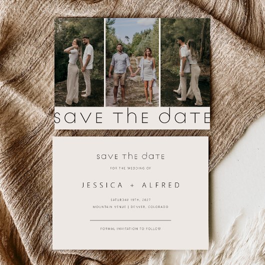Save The Date Photo de mariage horizontal avec écriture minimali