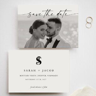 Save The Date Photo de mariage horizontal avec monogramme callig