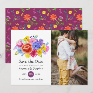 Save The Date Photo de mariage mexicain fiesta floral coloré