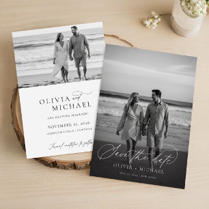 Save The Date Photo de mariage minimaliste à écriture moderne