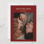 Save The Date Photo de mariage minimaliste monogramme rouge vin (Devant)