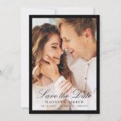 Save The Date Photo de mariage moderne avec bordure noire (Devant)