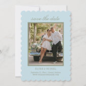 Save The Date Photo de mariage moderne avec écriture citrine ble (Devant)