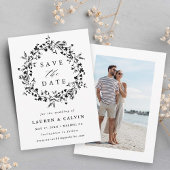 Save The Date Photo de mariage moderne boho noir et blanc de fle