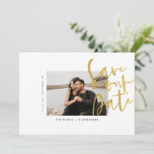 Save The Date Photo de mariage moderne en or (Debout devant)