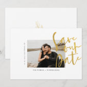 Save The Date Photo de mariage moderne en or (Devant / Derrière)