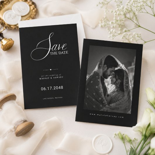 Save The Date Photo de mariage noir de luxe