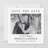Save The Date Photo de mariage noir et blanc écriture moderne (Devant)