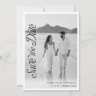Save The Date Photo de mariage noir et blanc pour annoncer la da