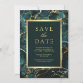 Save The Date Photo de mariage or marbre sarcelle (Devant)