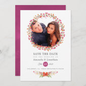 Save The Date Photo de mariage printanier à l'aquarelle avec fle (Devant / Derrière)