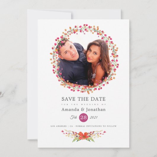 Save The Date Photo de mariage printanier de fleurs sauvages à l (Devant)