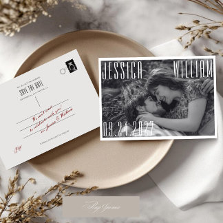 Save The Date Photo de mariage rétro vintage à l'ancienne 