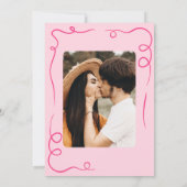 Save The Date Photo de mariage rose vif dessiné à la main de man (Dos)