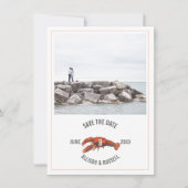 Save The Date Photo de mariage rustique au homard en chambray (Devant)