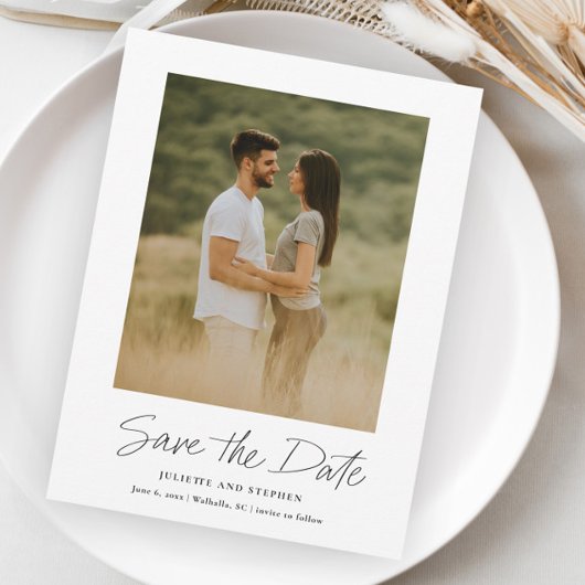 Save The Date Photo de mariage simple et moderne de style script