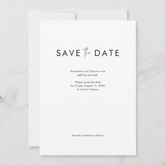 Save The Date Photo de mariage simple moderne (Dos)