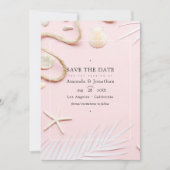Save The Date Photo de mariage sur la plage rose blush (Devant)